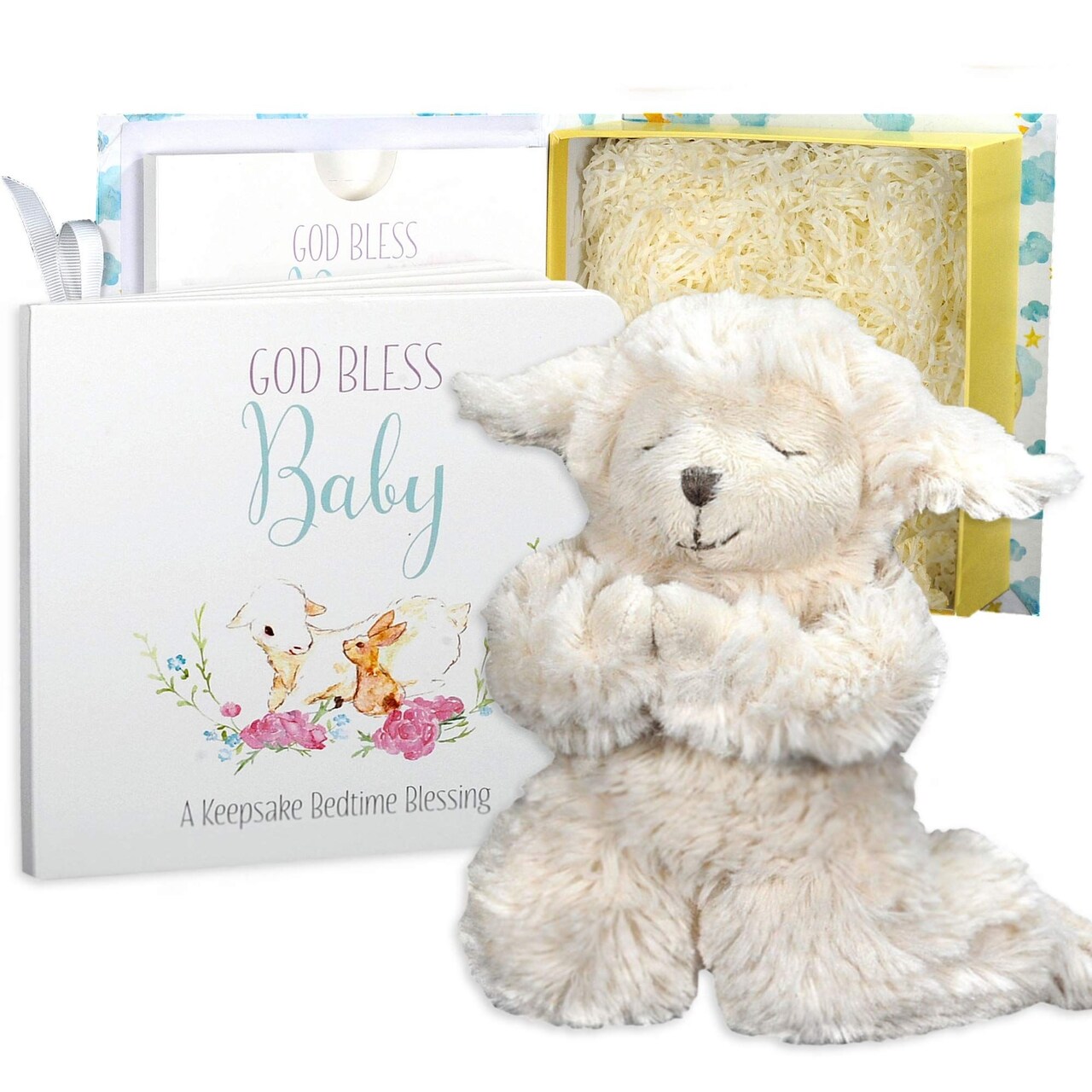 Tickle & Main Baby Praying Musical Lamb and Prayer Book Gift Set in Box, Baptism Gifts for Girls & Boys, Ideal Christening Gifts for Kids on Easter and Christening, Ages 3+